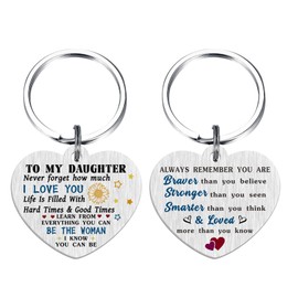 Daughter Keychain, Inspirational Gift for Daughter from Mom or Dad, Daughter Birthday, Graduation, or Christmas Gift