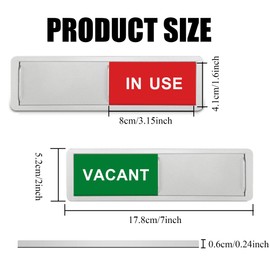 Slide Door Indicator Sign, Vacant In Use Sign, Do Not Disturb Door Sign Privacy Sign Toilet Signs Bathroom Door Sign, 1 Pack (7 x 2 Inch)