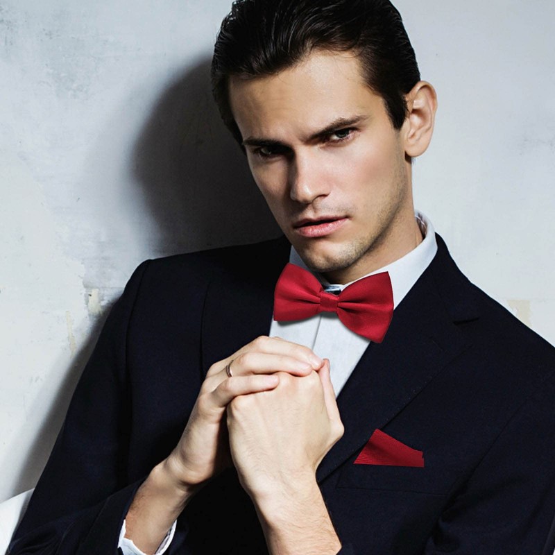 Medsuo Adjustable Bowtie, Men BowtiePre-Tied Bow Tie for Parties (Wine