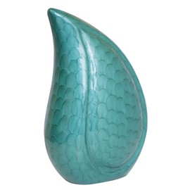 Cremation Urn for Ashes, Aluminium Teardrop Memorial Urn For Adult (Green)