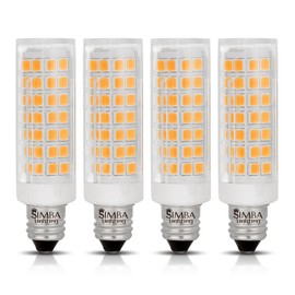Simba Lighting LED E11 T6 Mini-Candelabra JD Light Bulb 5W 40W to 50W Halogen Replacement (4 Pack) 88SMD2835 Corn JDE11 120V for Chandeliers, Sconce, Cabinet Lighting, Soft White 3000K, Dimmable