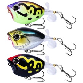 Suiggozee Plopper Bass Fishing Lures – Twitch & Pause Popper with Propeller, BKK Hooks, Top Water Fishing Lure for Trout & Pike in Freshwater & Saltwater, Fishing Gift for Men (B2-3PCS,2.28in,0.39oz)