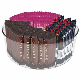 LAMIVEENLA Drink Packet Organizer 360°Rotating - Water drink Packet Holder Water Flavor Packet Storage Container Lazy Susan Organizer for Powder Packet 3 Separate Compartment Medium