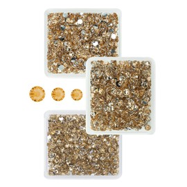 qiipii Champagne Golden Crystal Resin Rhinestones for Crafting Champagne Flatback Stones 3mm 4mm 5mm Non-Hotfix Diamonds Crystals Gems for Nails Face Eyes Makeup Body Tumblers Bottles Mugs DIY Crafts