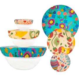 3 Pieces Beeswax Bowl Covers Reusable Beeswax Food Wrap Stretch Cloth Fabric Elastic Food Storage Covers Cotton Bread Bowl Covers