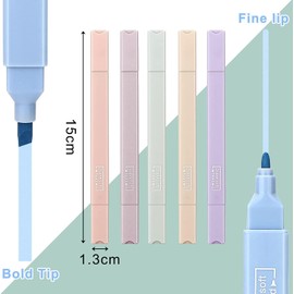 MisenFar 12Pcs Aesthetic Highlighters, Double Headed Bible Aesthetic Pastel Highlighters, Assorted Colors No Bleed Dry Fast Easy to Hold for Journal Bible Planner Notes School Office Supplies