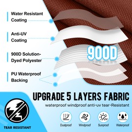 Caminor Bimini Top Storage Boot Cover with Light Hole, 3 Bow 61"-66" W, Durable Heavy Duty Waterproof 900D Marine Grade, Pontoon Bimini Top Replacement Boot, Burgundy