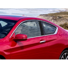 Rvinyl Pillar Post Window Trim Compatible with Honda Accord 2008-2012 (Coupe) - Gloss (Black)