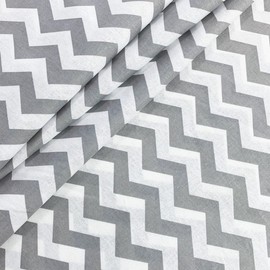 Cotton Fabric Material - 300 cm x 160 cm Extra Large Piece of 100% Cotton for Sewing and Crafting with Grey and White Zig Zag