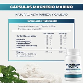 NAIMA Magnesio Marino 90 Cápsulas | SIMAG Magnesio Marino del Mediterráneo Francés | Cápsula Vegana | Puro, de Origen Natural | Descaso, Energía, Dige