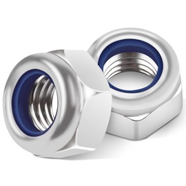TA-VIGOR 4Pcs M8 Nylon Hex Lock Nuts, 304 Stainless Steel Nylon Insert Self-locking Nuts, Hexagon Threaded Nyloc Nut for Lock Washers Bolts Screws