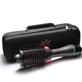 Abit Hot Air Brush for Hair Volumizing and Drying, Black, with Travel Case