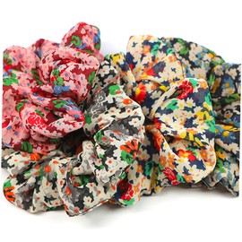 Mikinona 4pcs Vintage Floral Hair Ties Casual Ponytail Holders for Women Attractive Hair Ropes Watermelon for Everyday Wear and Stylish Outfits