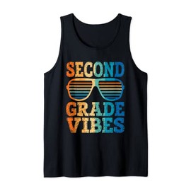 Retro Vintage Sunglasses Second Grade Vibes Back To School Tank Top