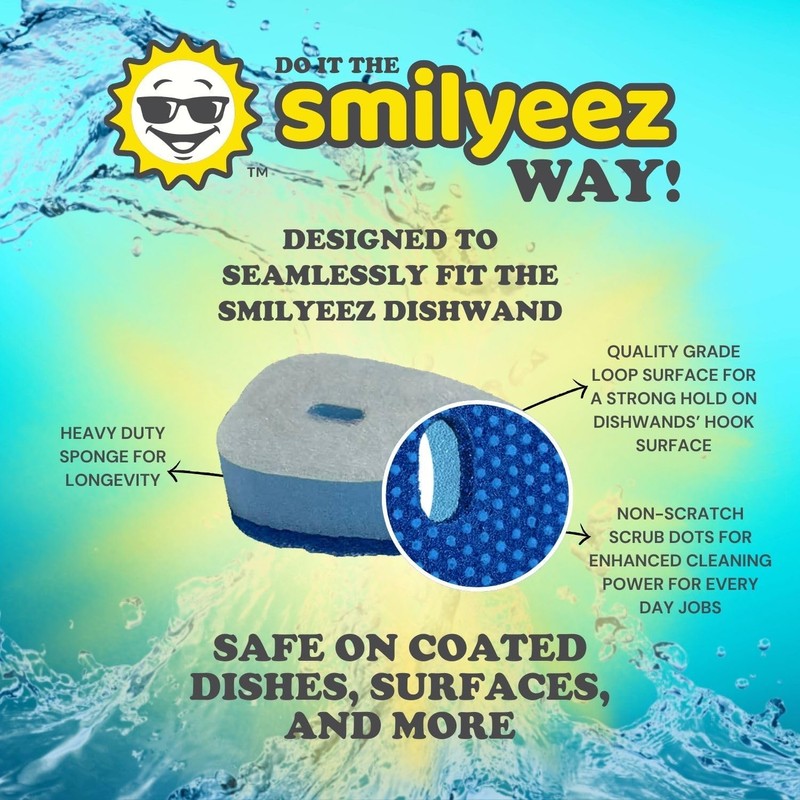 Smilyeez Soap Dispensing Dishwand (Grey) with Ergonomic Handle and 4