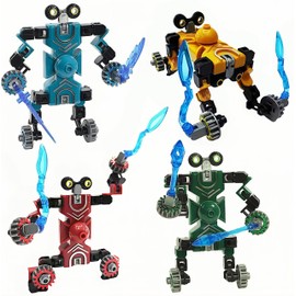 4Pcs Transforming Fidget Spinner Toys, Transformable Robot & Car Action Figures, Deformable Mechanical Gyro Finger Toys, Party Bag Fillers & Stocking Stuffers Fidget Toys for Teens Adults