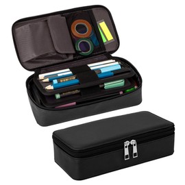Kesote Pencil Case, Large Capacity Removable Pencil Case for School Office Art, 72 Slots, Black PU