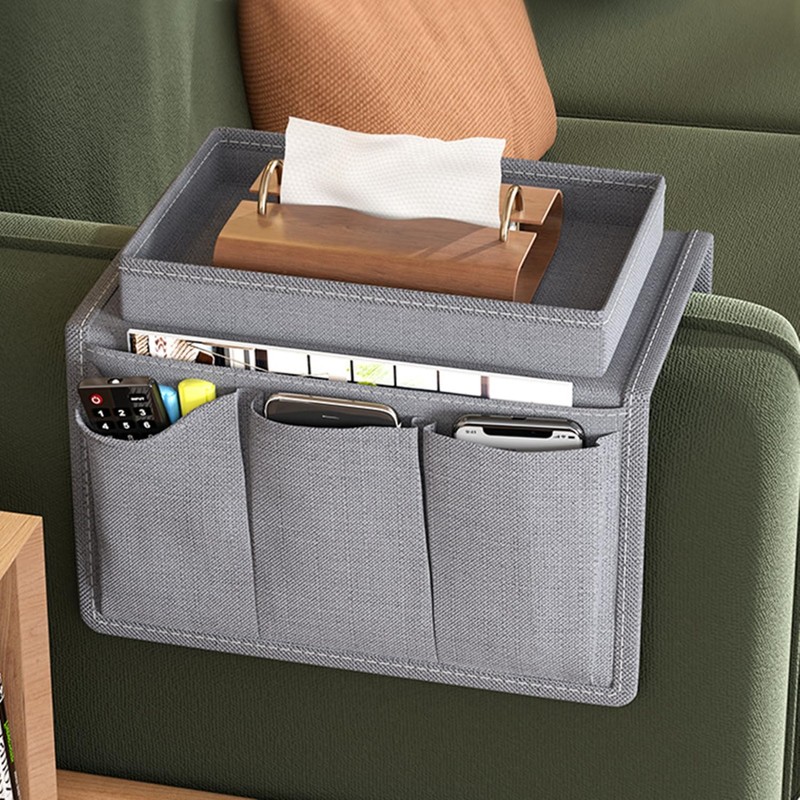 QRZLP Sofa Armrest Organizer, 4-Pocket Armchair Caddy with Cup Holder,