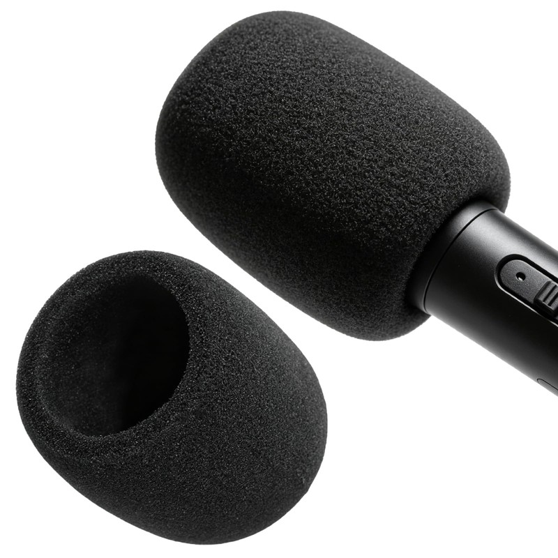 Foam Microphone Cover, 2Pcs Black Headset Mic Windscreen Covers, Soft