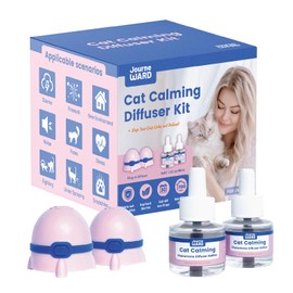 JOURNEWARD Cat Calming Diffuser, Cat Calming Pheromone Diffuser, Safe Cat Anxiety Relief, Lasts 60 Days, Reduce Stress, Cat Pheromone Diffuser (2Diffusers+2Refills)
