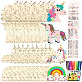 Pack of 40 Unicorn Craft Set, Unicorn Children's Birthday Crafts, Unicorn Wood Craft Set for Painting, Unicorn Children's Birthday Wooden Craft Sets for Children, DIY Unicorn Wood Decoration, Unicorn