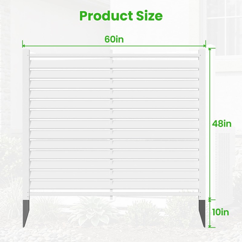 5 Ft x 4 Ft Air Conditioner Fence, White Vinyl