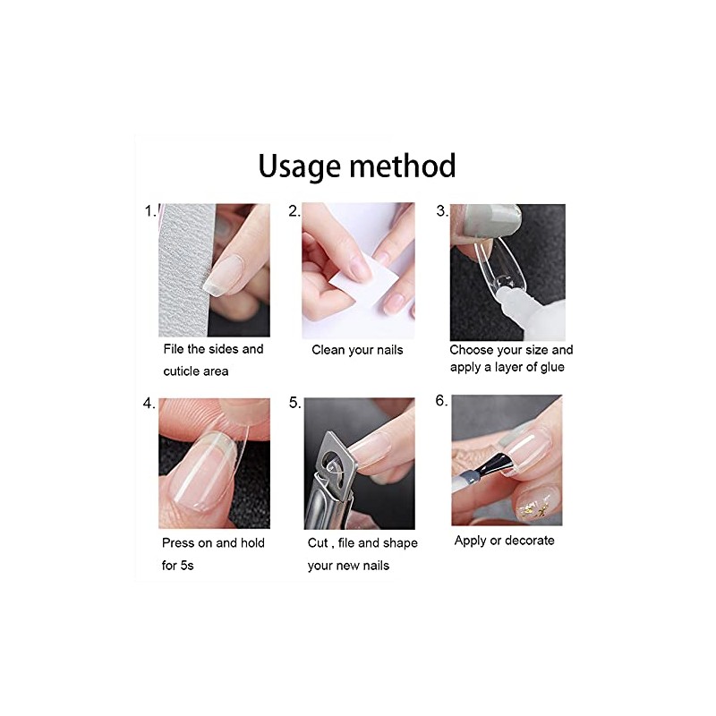 Almond Shaped Nail Tips 500pcs Clear Acrylic Long Nails Full
