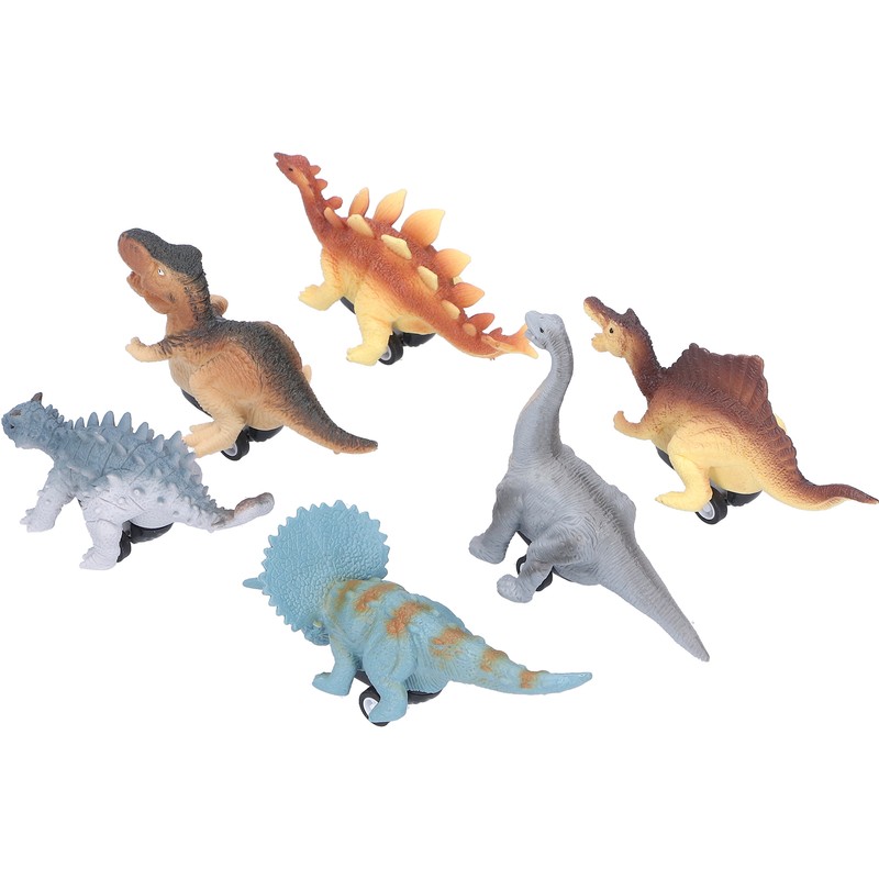 6Pcs Dinosaur Pull Back Car Children Model Simulation Brachiosaurus Tyrannosaurus