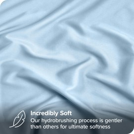 Bare Home Fitted Sheet + Pillowcase Set - Luxury 1800 Ultra-Soft Microfiber - Double Brushed - Deep Pockets - Easy Fit - Fitted Sheet and Pillowcases (Split King, Light Blue)