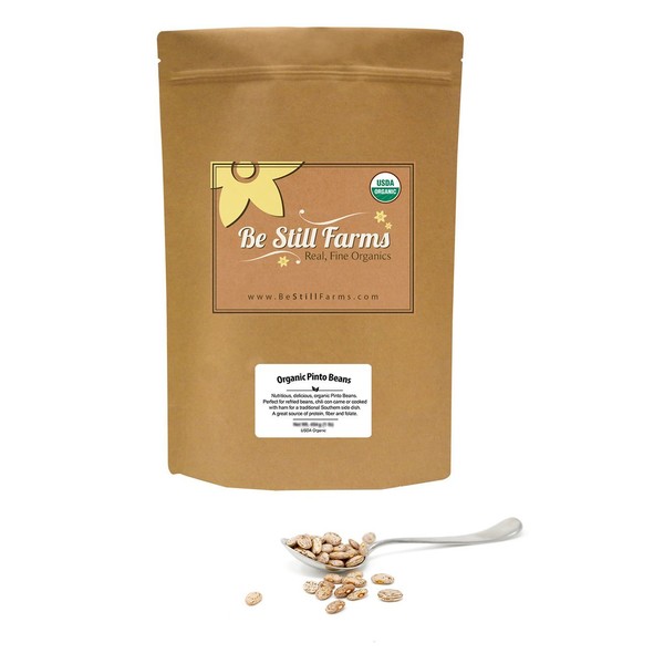 Be Still Farms Organic Pinto Beans (5lb) Dry Bulk - Ideal Dry Pinto Beans Bulk For Making Dry Refried Beans - Organic Dry Beans Bulk Are Pure Gluten Free Pinto Beans That Are Naturally No Salt Beans