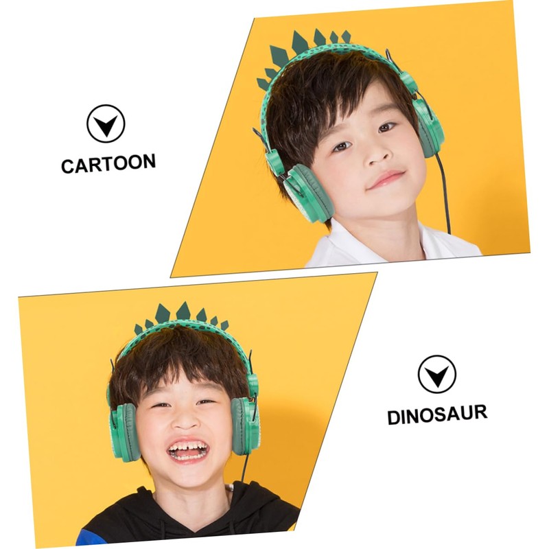 Mobestech 3pcs Boy Girl Headphones Microphone Dinosaur Comfortable Ear Cable
