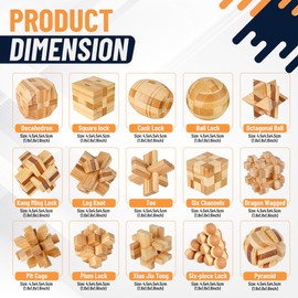 Tuauoe Wooden Brain Teaser Puzzles, 15pcs 3D Brain Teasers for Adults Teens Kids, Logic Mind Puzzle Box Lock Toy Removing Assembling 3D Small Puzzle Gift Set, Small 3D Unique IQ Hand Puzzles