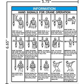 Information Hand Signals for Crane Operation - 5 3/4" X 6 5/8" Vinyl Decal, I Make Decals™ - Decal Sticker Placard