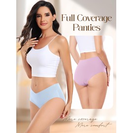 GNEPH Women's Seamless Cheeky Panties No-Show Bikini Underwear for Women Comfortable and Stylish Seamless Hipster Underwear 6PACK(G855M-Light)