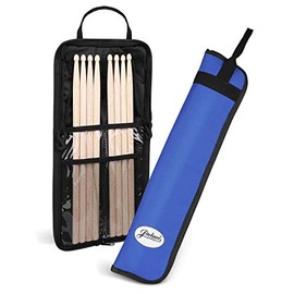 Flexzion Drumsticks Gig Bag, Percussion Music Accessory Case w/a Hook, Adjustable Shoulder Strap, Carrying Handle & Card Holder for 4 Pairs of Drumstick, Drummer, Water-Resistant Fabric, Cobalt Blue
