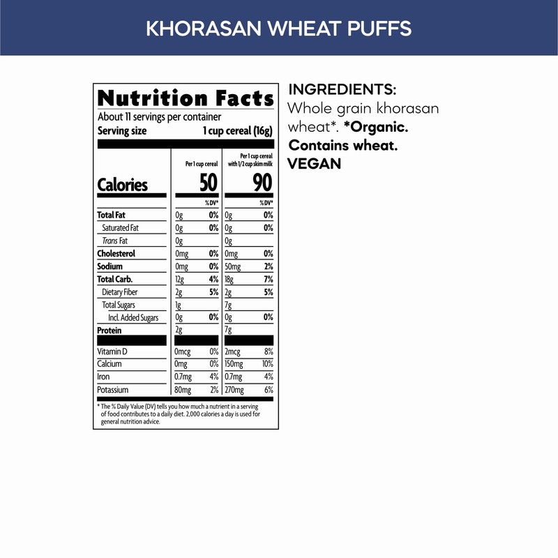 Nature's Path Organic Khorasan Wheat Puffs Cereal, 6 oz (Pack