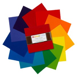 Kona Cotton 5" Charm Squares 42 Pcs Bright Rainbow