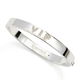 Kleinfeld Womens Bridal Pave Word Play Bachelorette Hinged Bracelet, VIP/Rhodium, One Size