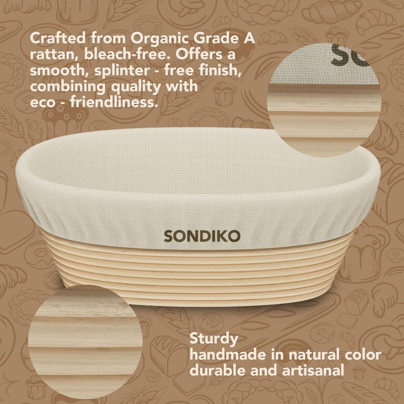 Sondiko Sourdough Starter Kit, Sourdough Bread Baking Supplies, Oval Banneton