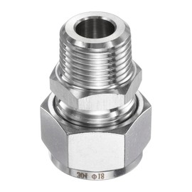 QUARKZMAN Kompressionsverschraubung 18mm Rohraußendurchmesser x 1/2" NPT Gewinde männlich Edelstahl Gerade Kupplung Adapter Kompressionsrohrfitting Verbinder für Öl Gas Wasser