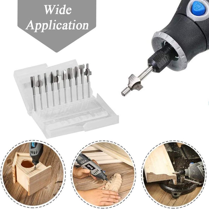 Mesee HSS Router Bits, 1/8 Inch(3mm) Shank Titanium Carbide Engraving
