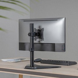 Black Desktop Single Articulating Steel Monitor Arm for 17” to 32” Screen Size