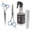 Lobo Set Tijeras Plata Corte Entresaque + Peine Paleta Atomizador