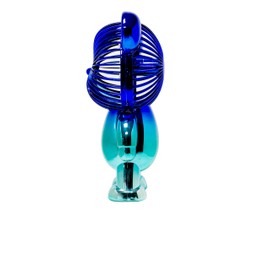 Wireless Express Rechargeable Bear Fan with 3 Speeds, 11 inches Tall, Jelly Pink, LED Light, USB Charging Port (Metallic Blue)