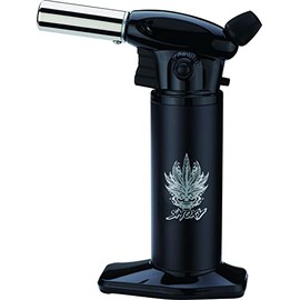 Smoxy Vulcan Kitchen Food Torch for Creme Brulee, Baking, Desserts and Searing- Butane Torch Lighter, Blow Torch for Cooking with Lock and Adjustable Flame (Butane Gas Not Included) (Black)