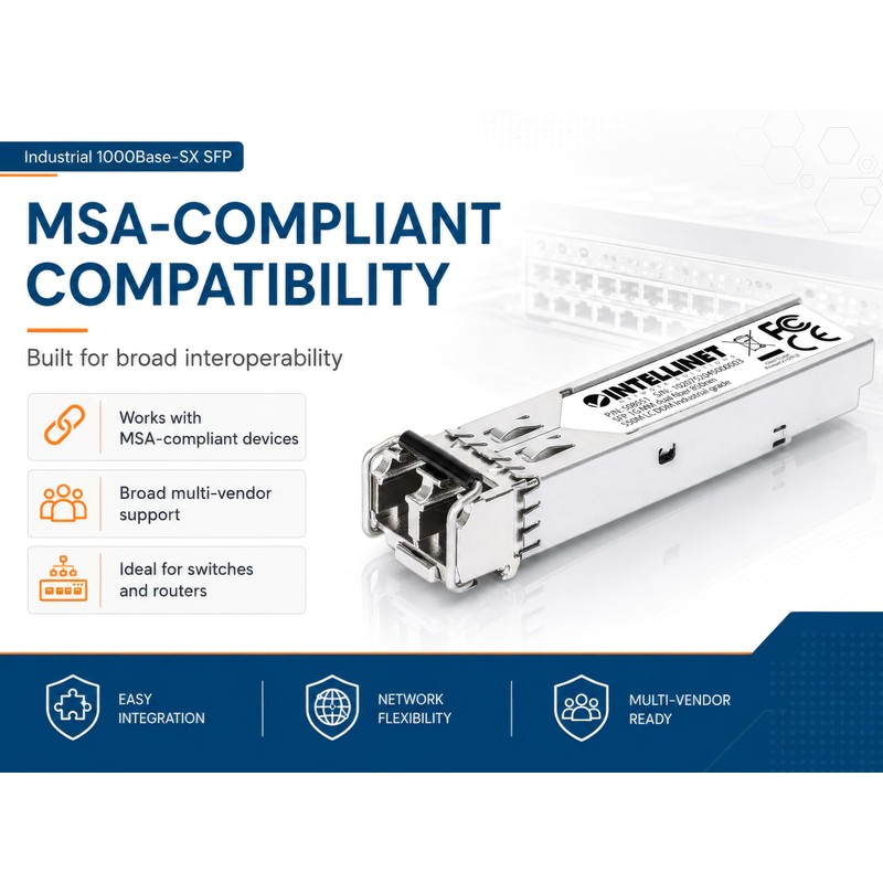 Intellinet Transceiver Industriale Gigabit Fibra Ottica LC Duplex SFP Grigio