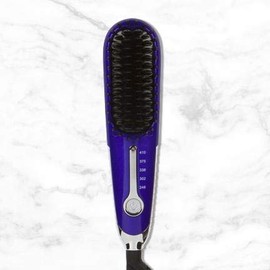 Side Kick Hair Straightener Hot Brush, Purple - Perfect for Bangs and Short Hair - Travel Size, Supports Dual Voltage Operation - Tourmaline Infused Ceramic Plates - Anti-Scald Technology