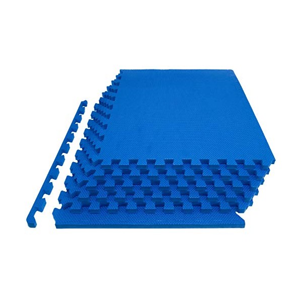 ProsourceFit Extra Thick Puzzle Exercise Mat 1", EVA Foam Interlocking Tiles for Protective, Cushioned Workout Flooring for Home and Gym Equipment, Blue, ps-2295-hdpm-blue