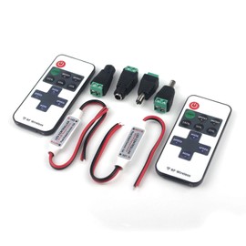 Taikuwu LED Strip Controller LED Strip Dimmer Controller DC 5V-24V 12A Receiver RF Wireless Remote LED Strip Remote Control Controller for 2-Pin SMD 5050 3528 2835 5630 LED Strip Pack of 2