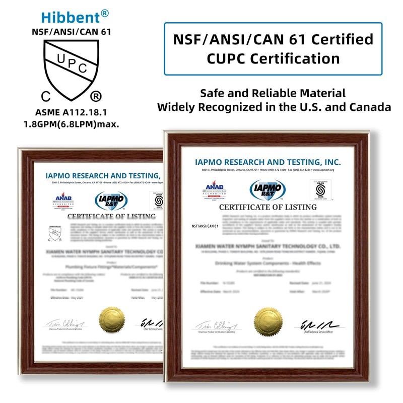 Hibbent NSF/ANSI/CAN 61 Certified Faucet Aerator, CUPC Certification 360° Twist